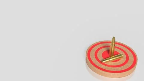 Bullets on Target Board Symbolizing Precision Aim 3d render. イラスト素材