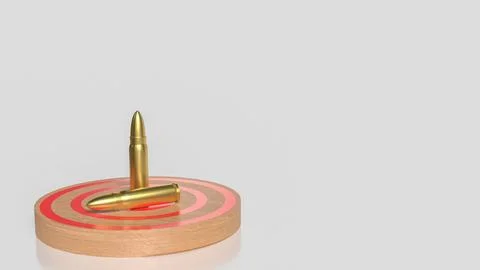 Bullets on Target Board Symbolizing Precision Aim 3d render. イラスト素材