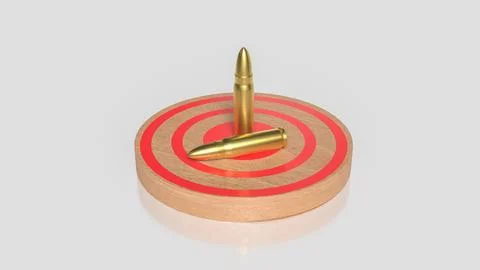 Bullets on Target Board Symbolizing Precision Aim 3d render. イラスト素材