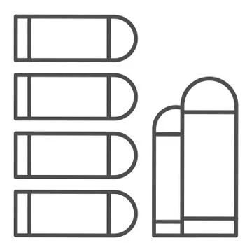 Bullets thin line icon. Ammunition vector illustration isolated on white Illustrazione stock