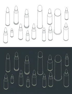 Bullets of various calibers Stock Illustration