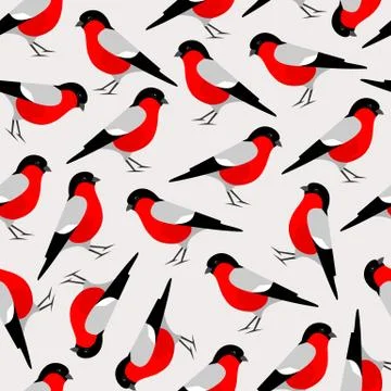 Bullfinch bird seamless pattern. Merry Christmas collection background. Natur Stockillustratie