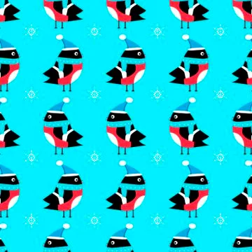 Bullfinch seamless pattern vector cap, cloud Stock Illustration