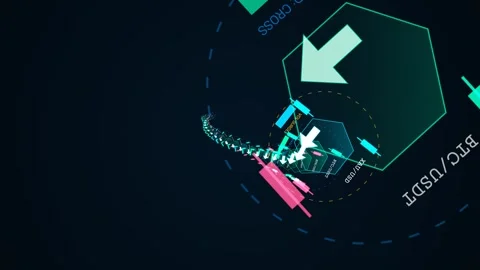Bullish Matrix Financial Chart With Candlesticks And Crypto Symbols Stock Footage 340600004