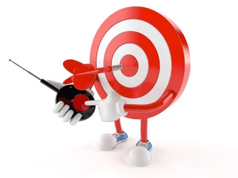 Bull's eye character with push button Stock Illustration