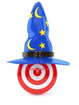 Bull's eye with wizard hat Stock Illustration