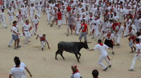 Bulls run. San Fermin. Pamplona. Spain Stock Footage