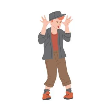 Bully boy teasing other children, flat cartoon vector illustration isolated Ilustración de archivo