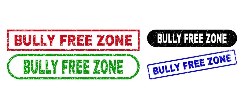 BULLY FREE ZONE Rectangle Watermarks Using Distress Texture Stock Illustration