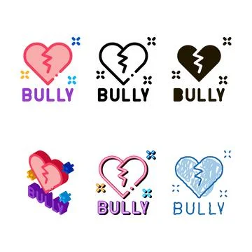Bully mix broken heart icon vector outline Stock Illustration