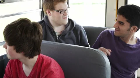 Bully on school bus Stock Footage 30485633
