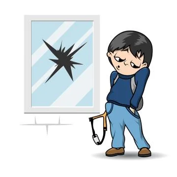 Bully with a slingshot Stock Illustration