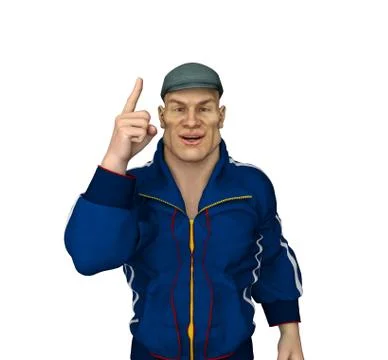 Bully in sportswear found a solution.3D illustration. Stock Illustration