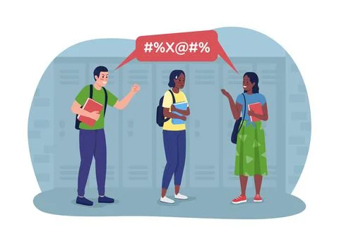 Bullying at school 2D vector isolated illustration Stock Illustration