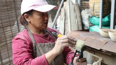 Bulul Carving Cleaning Stock Footage 126811276