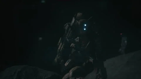 Bulwark bot signals with its hand and issues the attack command 04 Stock Footage 246722334