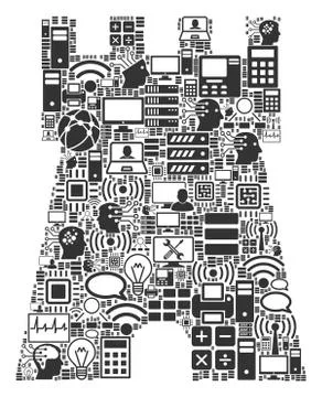 Bulwark Tower Collage Icon for BigData and Computing Illustrazione stock