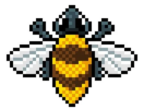 Bumble Bee Bug Insect Pixel Art Video Game Icon Stock Illustration