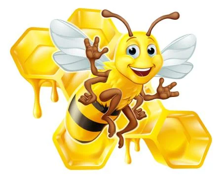 Bumble Bee Honey Comb Bumblebee Hive Cartoon Stock Illustration