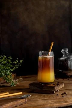 Bumble coffee on a dark background. Stock Photos