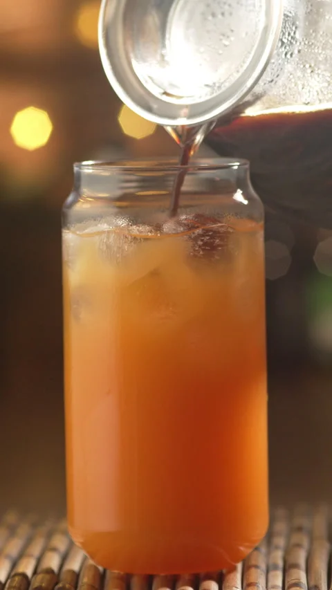 Bumble Coffee Preparation With Espresso Orange Juice Ice Stock Footage 340068772