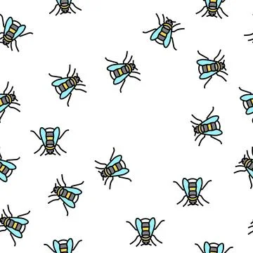 Bumblebee insect vector seamless pattern Stock Illustration