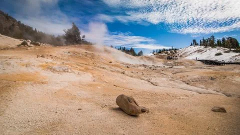 Bumpass Hell active geothermal vents, Lassen volcanic park, California Stock Photos