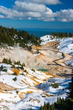Bumpass hell volcanic area in lassen volcanic park, california. Stock Photos