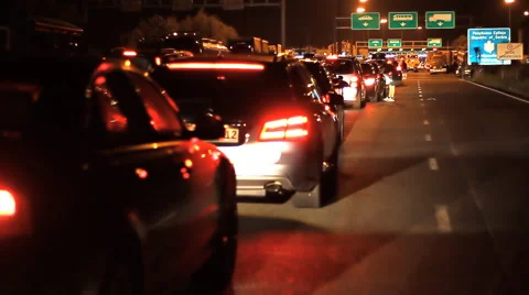 Bumper to bumper traffic crawling on border crossing Stock Footage 40587268