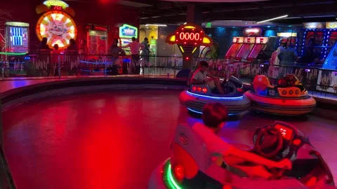 Bumper Car Battle Game or Dodgem Car Game at an indoor Play Arena. Stock Footage 254467973