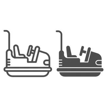 Bumper car line and solid icon, Amusement park concept, Electric machine for Illustrazione stock