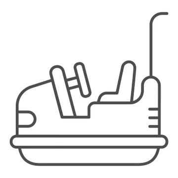 Bumper car thin line icon, Amusement park concept, Electric machine for Illustrazione stock