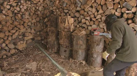 Bumpkin Chops Off Finger With Axe Stock Footage 10573124