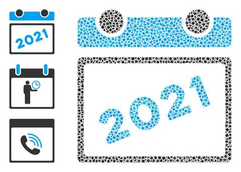 Bumpy 2021 Calendar Leaf Icon Collage Stock Illustration