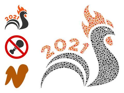 Bumpy 2021 Rooster Tail Icon Collage Illustration