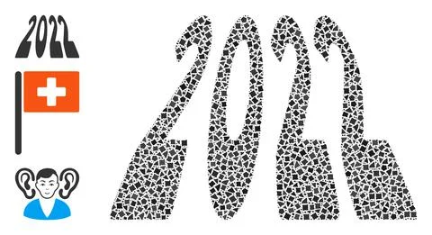 Bumpy 2022 Perspective Digits Icon Mosaic Stock Illustration