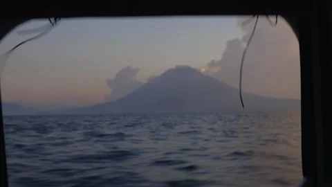 Bumpy Boat ride point of view looking at window, Lake Atitlán Guatemala Video stock 282798658