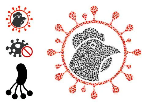 Bumpy Chicken Flu Coronavirus Icon Collage Stock Illustration