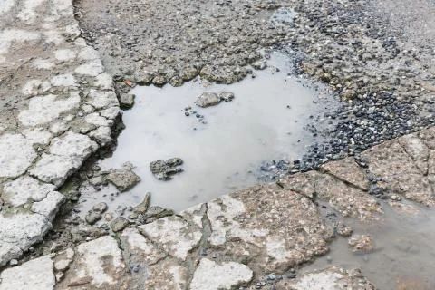 Bumpy concrete road Foto stock