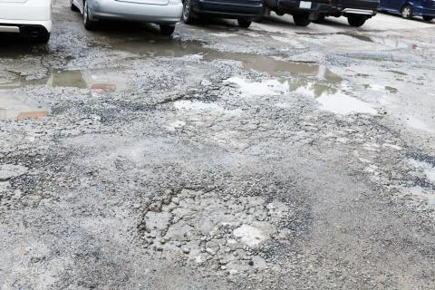 Bumpy concrete road Foto stock