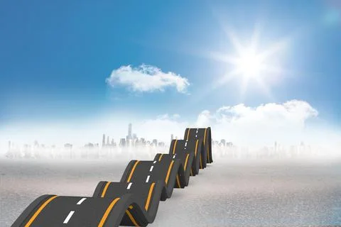 Bumpy road leading to city Stock Illustration