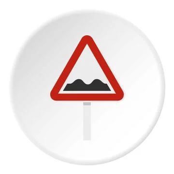 Bumpy road sign icon circle Stock Illustration