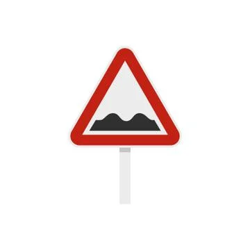 Bumpy road sign icon, flat style Stockillustratie