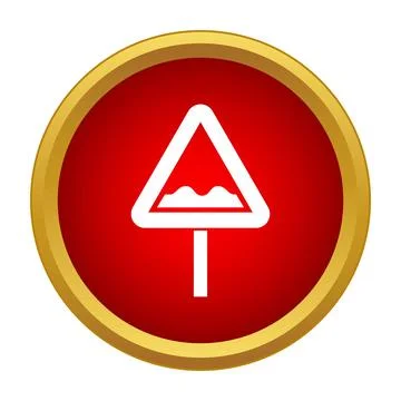 Bumpy road warning sign in red circle icon Stock Illustration