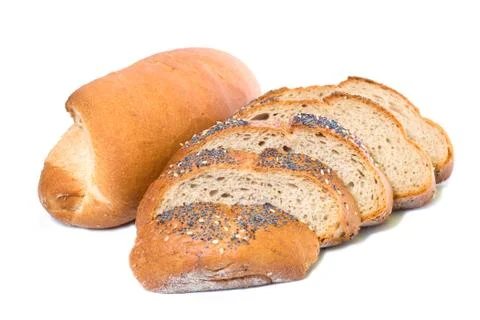 Bun and slices of bread Stock Photos