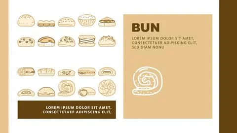 Bun bread burger hamburger landing header vector Stock Illustration