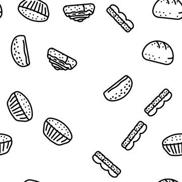 Bun bread burger hamburger vector seamless pattern Stock Illustration