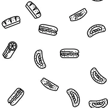Bun bread burger hamburger vector seamless pattern 스톡 일러스트