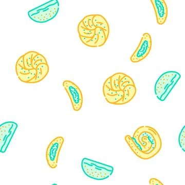 Bun bread burger hamburger vector seamless pattern Stock Illustration