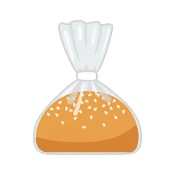 Bun bread for burger in plastic transparent packaging. Pastry bread from wheat Stock Illustration